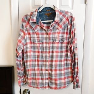 🏷️ Jachs Girlfriend Plaid Flannel Bea Shirt